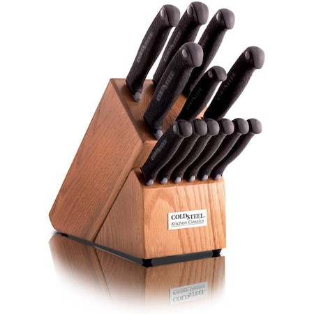 Gsm 2023 Cold Steel Kitchen Classics Whole Set Fixed 4116 Stainless, Oak Wood Block Steel CLD-59KSSET